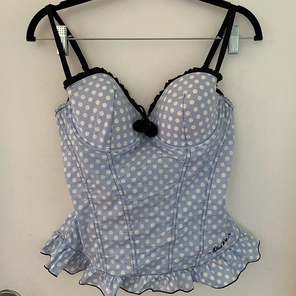 LaSenza blue polka dot bustier, size L - Picture 1 of 6